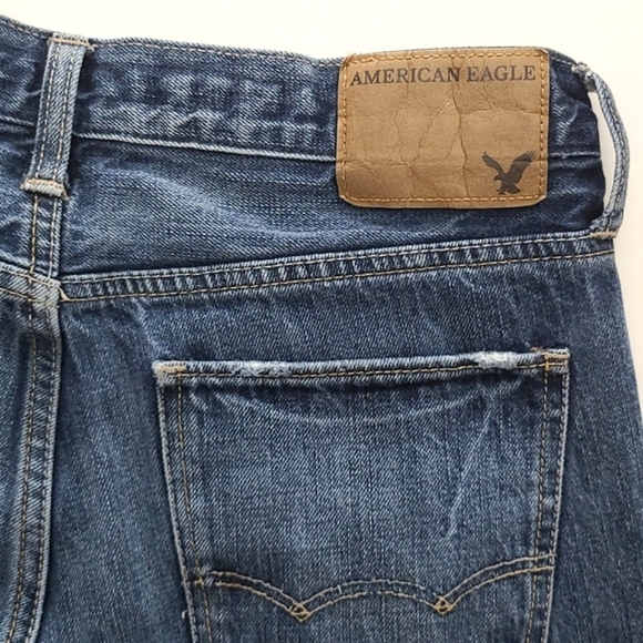 American Eagle Men's Slim Jeans Dark Blue Denim Fade 100% Cotton Size  30 X 34 - Picture 3 of 14